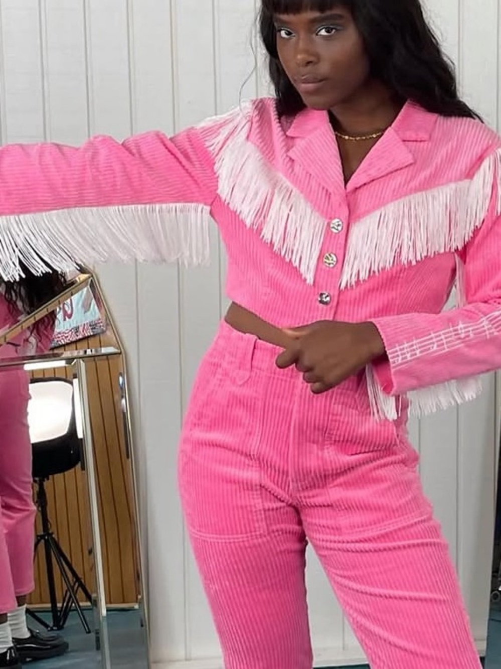 Fashion Brand Company x Trixie Mattel Pink Corduroy Cropped Western Jacket Large